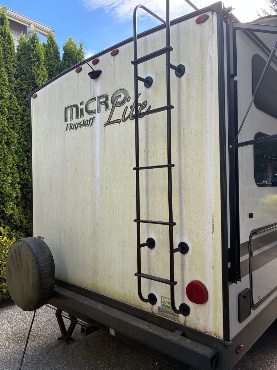 Flagstaff Micro Lite travel trailer before wash and wax